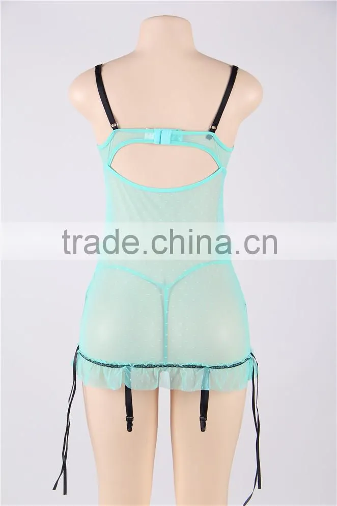 Green gater lingerie women sweet chemise