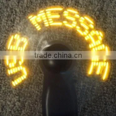 Promotional mini flashing 7 led message usb fan