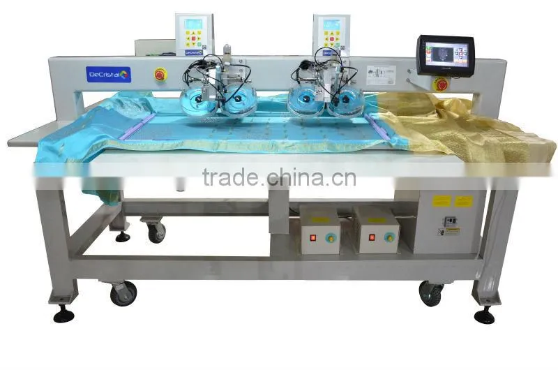 Decristal Multi-head automatic ultrosonic rhinestone hotfix machine on T-shirt