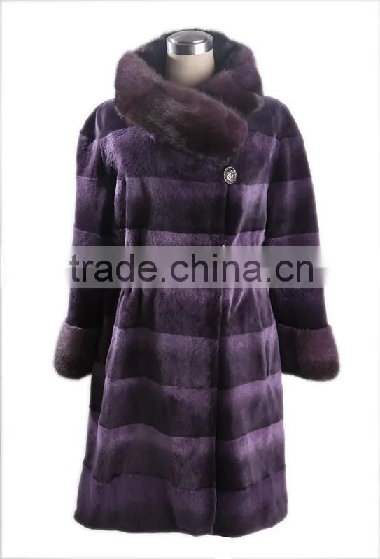 Hot sale long rabbit sheaing fur coat for winter overcoat