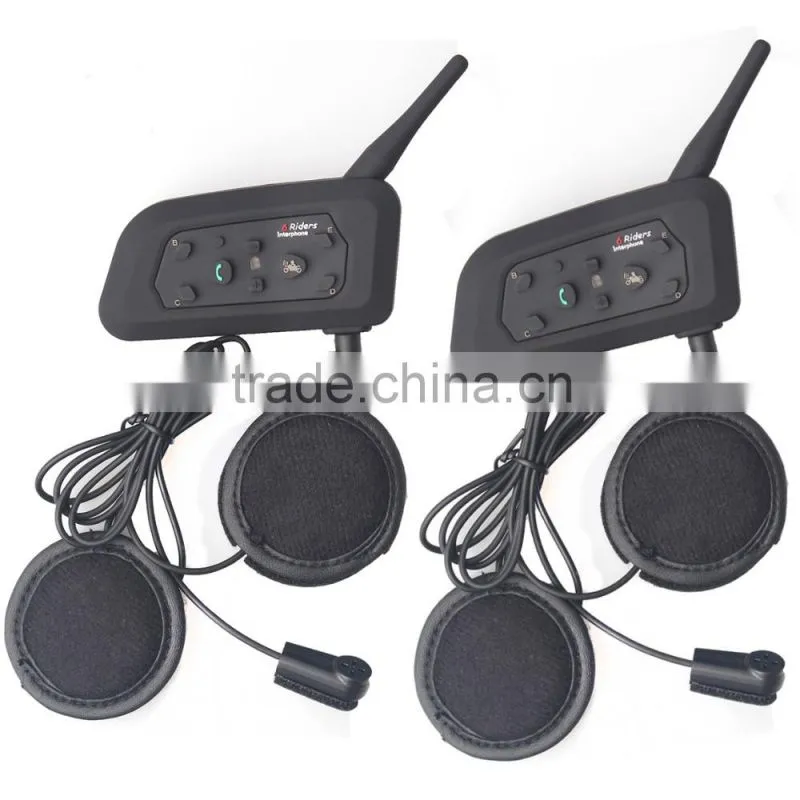2016 new! 2 pcs Bluetooth Motorcycle Helmet Intercom Interphone Headset intercomunicador motocicleta with Updated soft earphone