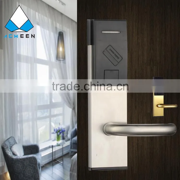 hotel wooden door handle lock electronic door rfid card lock