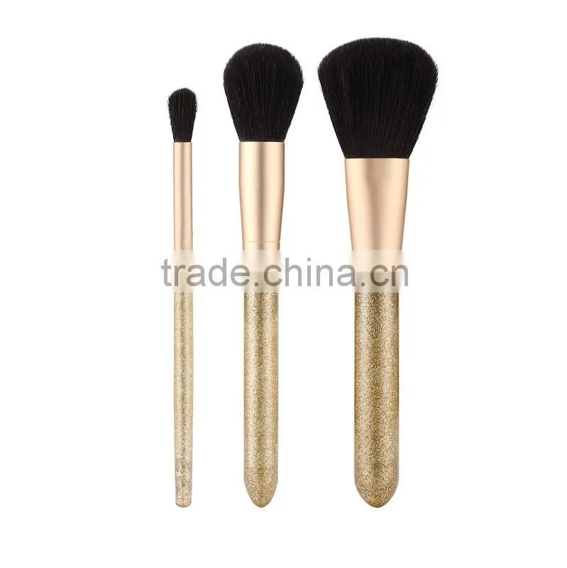 3pcs kabuki glitter makeup brush set,synthetic makeup brush set professional