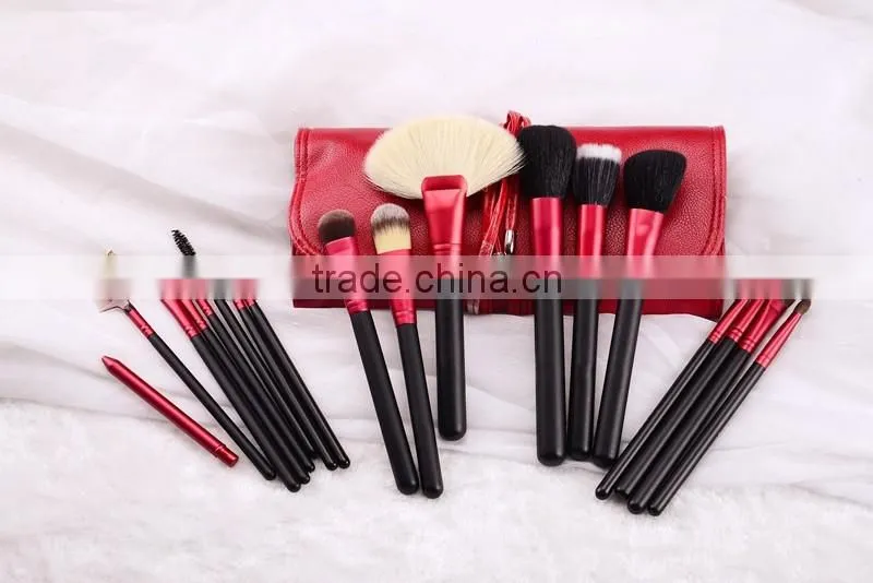 High quality 18pcs red makeup brush set,stock product with factory price