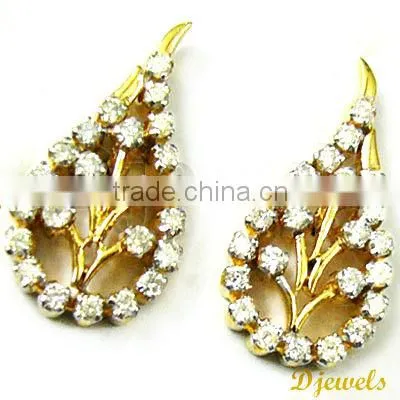 Leaf Diamond Earrings, Gold Earrings, Diamond Jewelry