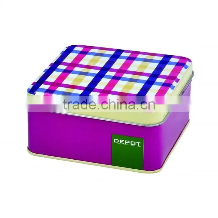 colorful lattice gift packaging tin box