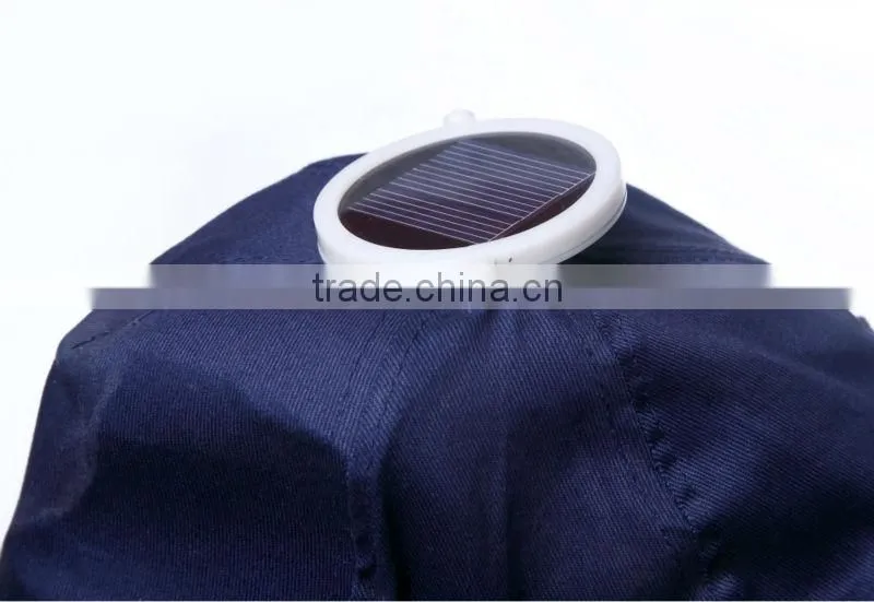 Factory direct sale low price novelty solar energy fan blue cool fishing hat
