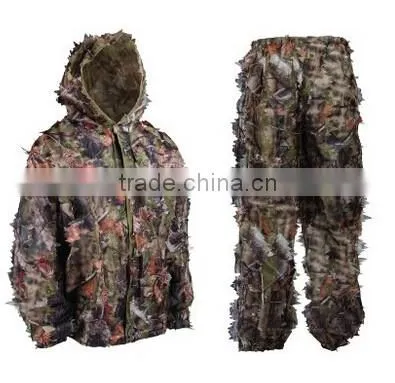 Mesh Camouflage Ghillie Leafy Hunting Camo Suit Jacket Pants Brown