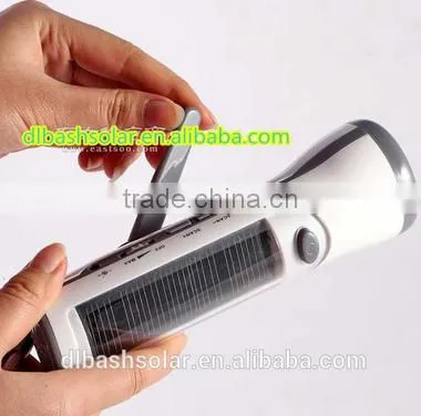 China factory price super bright 5 leds solar flashlight with FM radio
