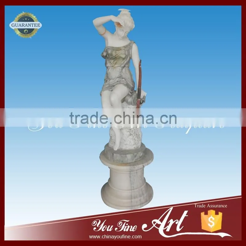 sexy woman statue marble sitting on base