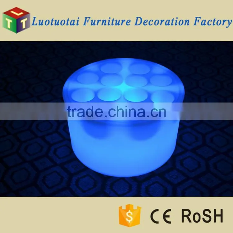 Li battery operated PE plastic RGB 16 color changing LED light wine tray