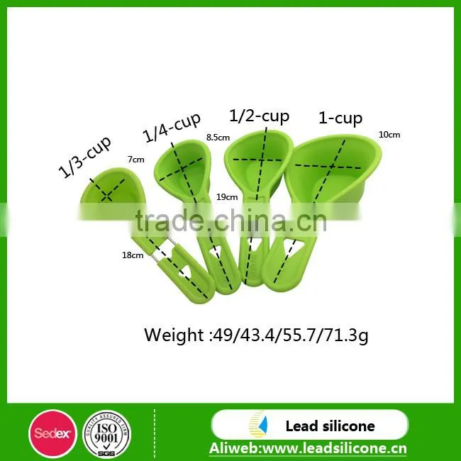 4 pcs in a set Silicone Measuring Cup with Handle Measuring Spoon