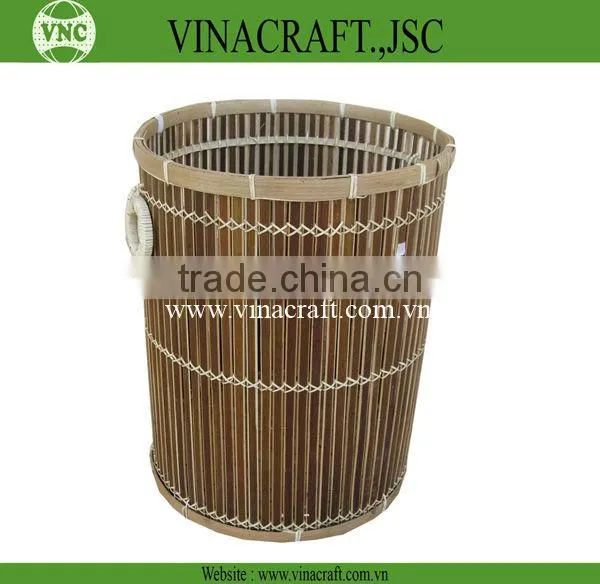 Pressed Bamboo Waste Basket in brown color