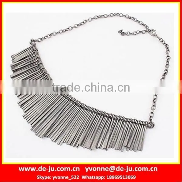 Silver Bib Tassel Chain Necklace