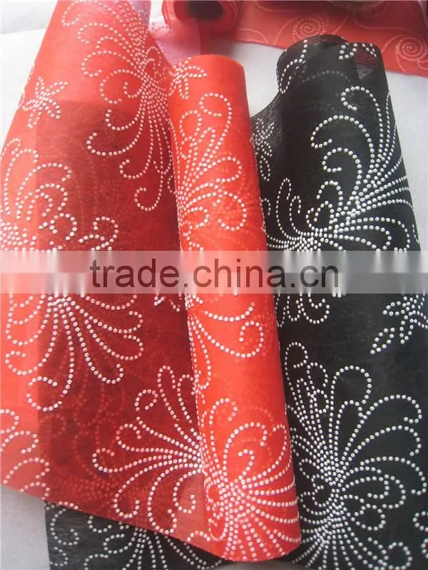 Foam flower design non-woven wrapping paper fabric roll