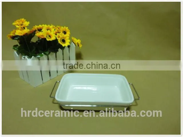 Gold rim four pane 2015 ceramic plate with handle