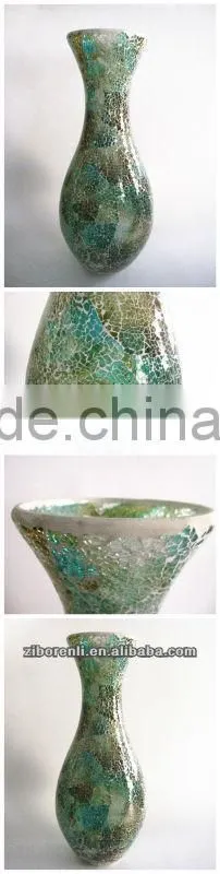 Turquoise Floor Decoration Texure Samshed Mosaic Large Fashion Flared Tall Glass Vases