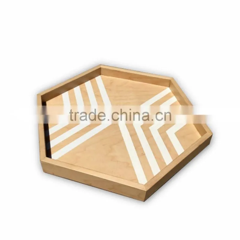 Hexagon colored lacquer serving tray