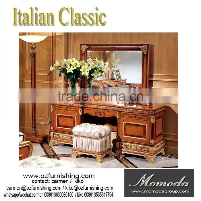 YB62 luxury antique solid wood Italian style night stand bed side table for bedroom furniture