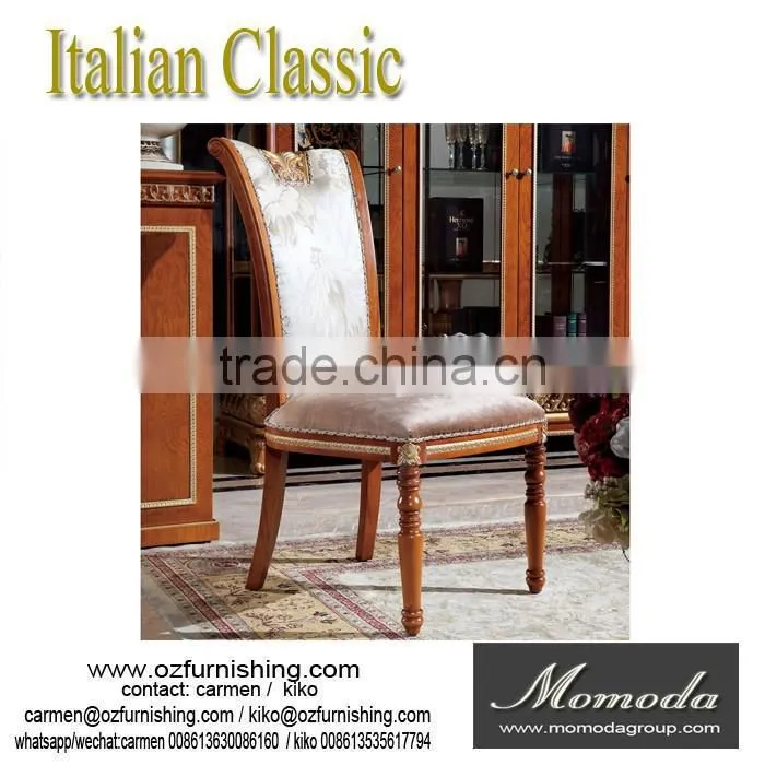 YB62 Royal Antique French Style Spoon Back Dining Chair Wooden Arm Chair /Luxury Hand Carved Wood Frame Fabric Dining Chair