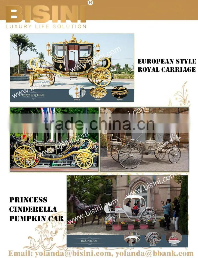 2017 New Royal Golden Cinderella pumpkin horse carriage Celebration Wedding carriage (BG11-M053)