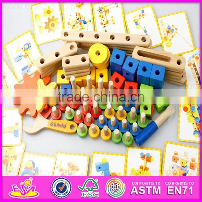 2016 new design kids changeable wooden nut toy,diy children wooden nut toy W03C021