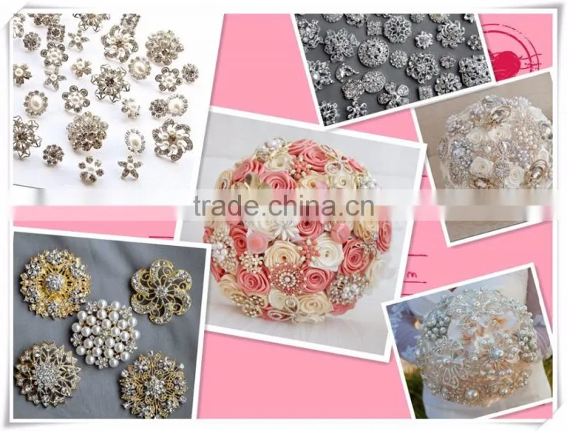 glass beaded rose flower silver rhinestone button for shoe parts