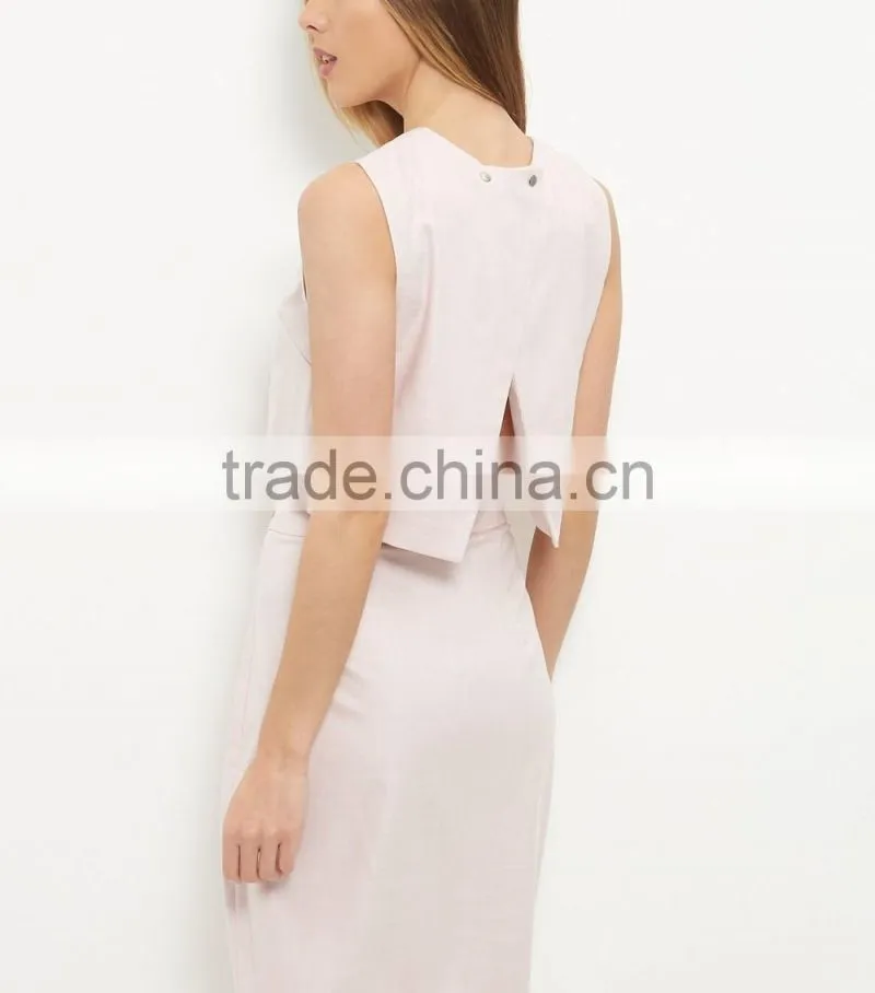 2016 Ladies Sexy Shell Pink Split Back Crop Top HST8039