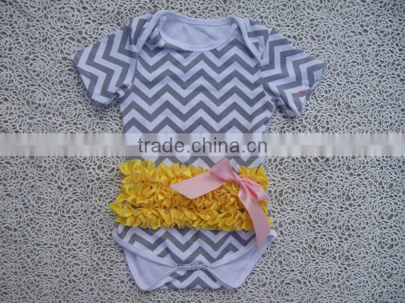 100% cotton New design Hot football bodysuit with satin ruffles for baby