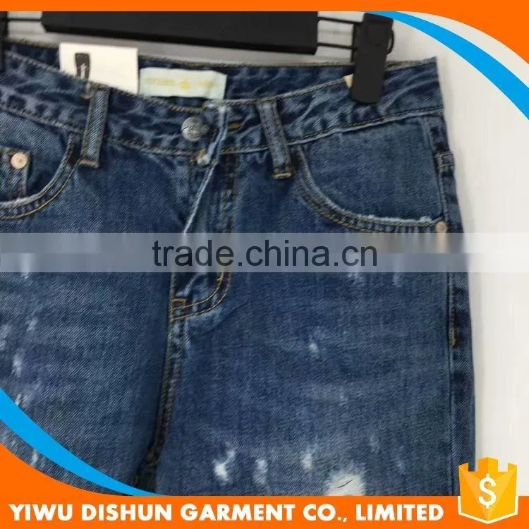 Women china wholesale fashion ripped rolling up jeans