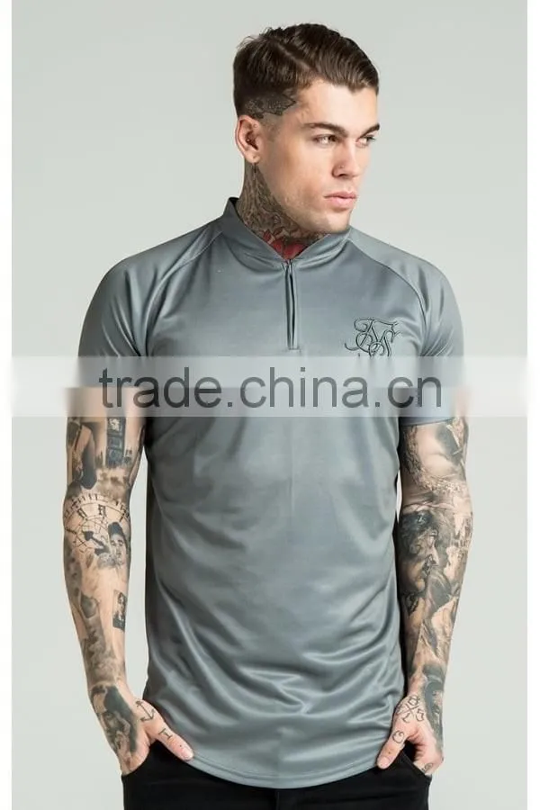 2016 Fashion Design Mens Baseball Jersery 1/4 Zipper Pullover Jersey Top Raglan Short Sleeve Curved Hem T Shirt Jersey