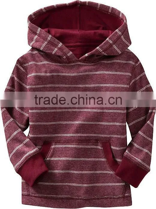 CHILDREN STRIPED PULLOVER HOODY WITH HANDWARM POCKET