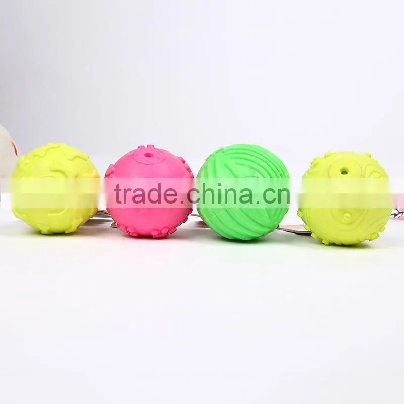 Colorful Bite resistant ruber dog tooth cleaning ball toy, dog chewing ball
