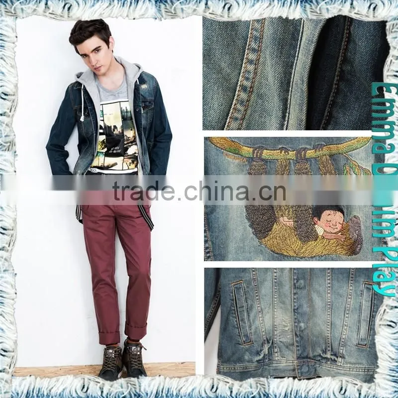 Spring & Fall Casual Wear Indigo Mens Hooded Short Denim Jackets Wholesale