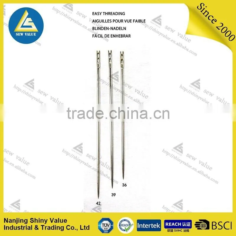silver color hand sewing needles easy threaing blind needles