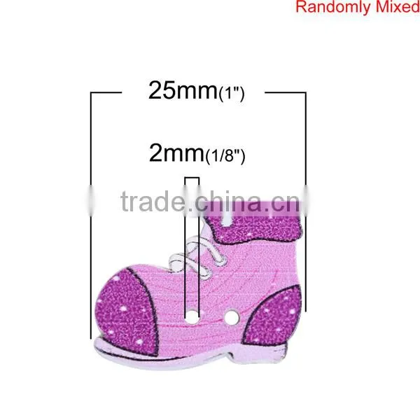 Wholesale Scrapbooking 2 Holes Shoes At Random Wood Sewing Buttons