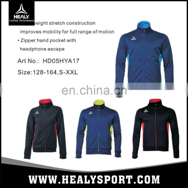 Healy sportswear training sets soccer football navy blue tracksuit slim men