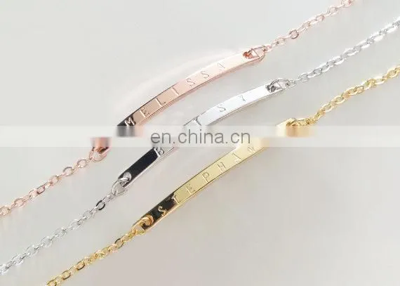 Name Personalized bar bracelet Bridesmaid Gift Dainty Name Plate Bracelet