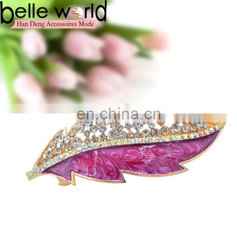 Elegant Leaf Shape Zinc Alloy Rhinestone Hair Barrette Clips