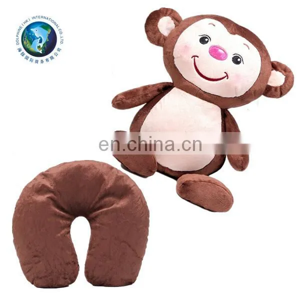 Convertible 2 in 1 memory foam neck pillow Custom kids stuffed animal soft plush dragon dinosaur u shape travel pillow