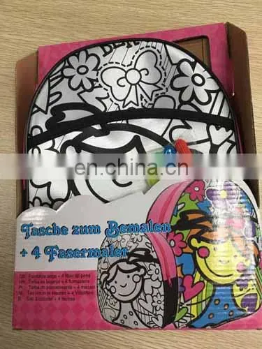 2016!NEW DIY painting satin backpack bag color your own satin bag for kids with markers-RF60306-B