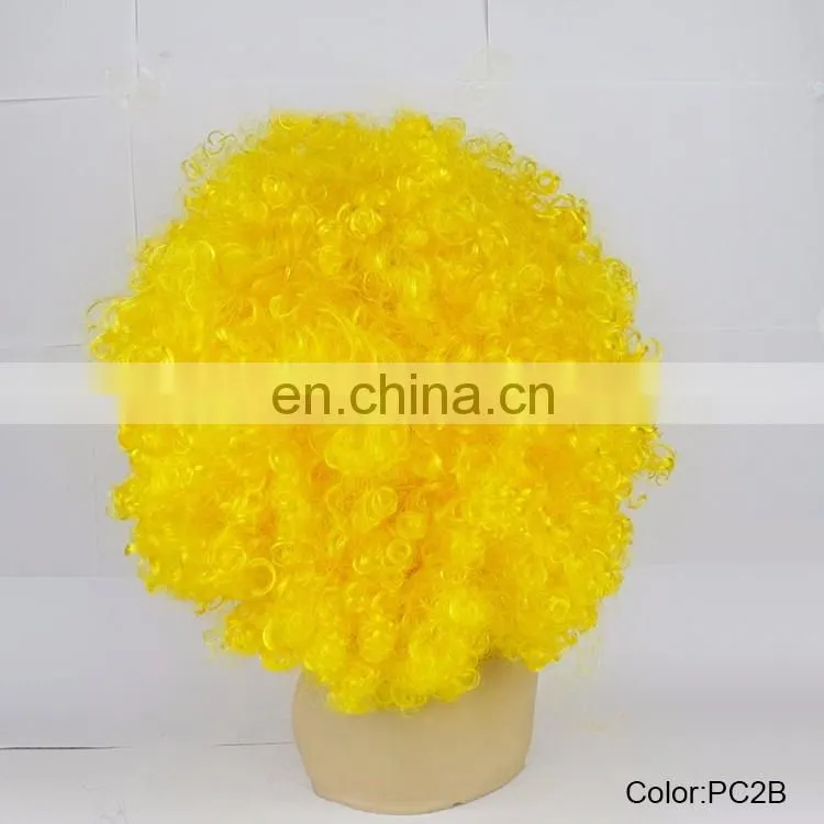 Cheap Party Carnival Yellow big afro wigs 180g PC2B