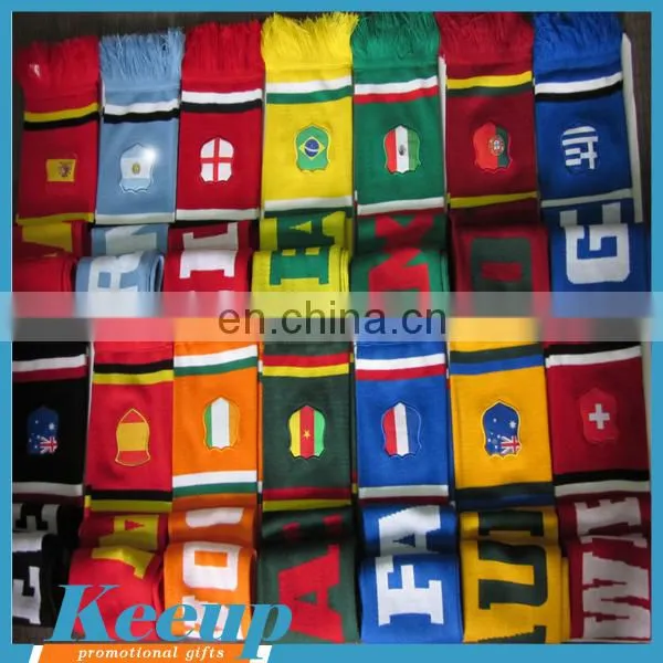 2016 Hot Sale China Wholesales Custom Logo Knitted Fan Scarfs For Promotional Gift
