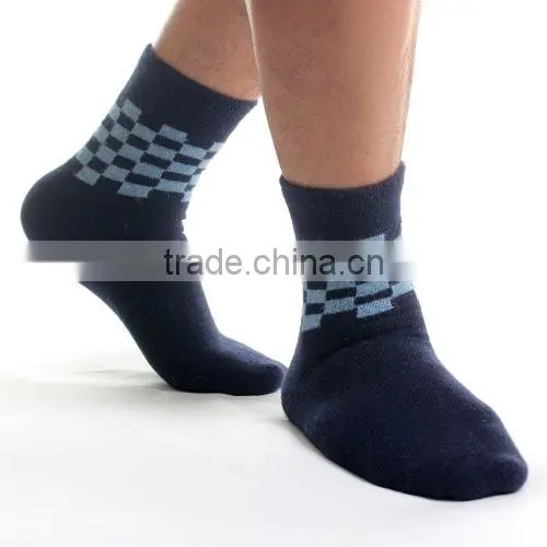 Man's classic stylish black color wool tube socks with pattern