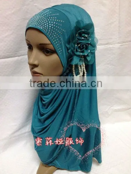 A564 professional PEARL hijab islamic head scarf FLOWER muslim hijab