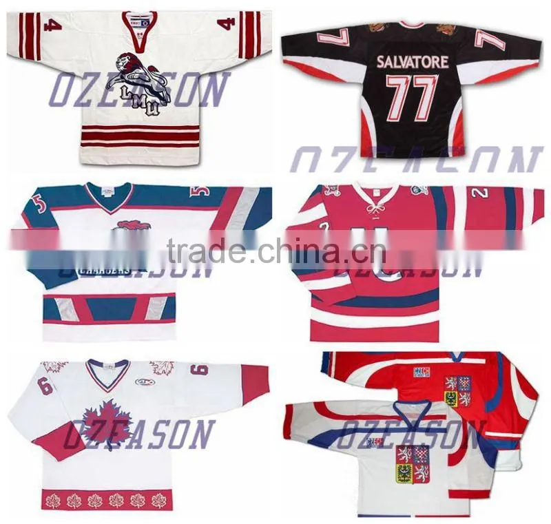 Wholesale cheap college 100% polyester Dye sublimation printing custom made ice hockey jerseys