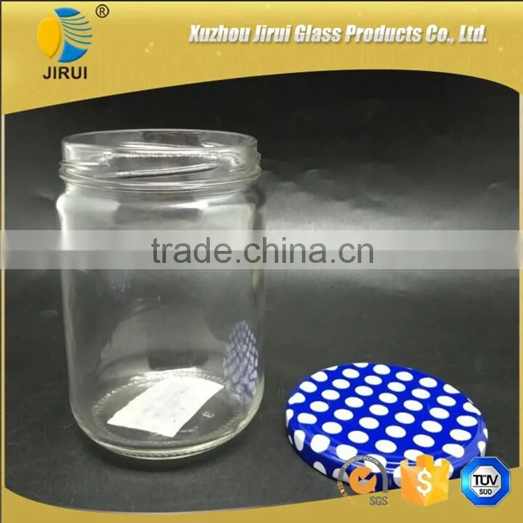 500ml clear glass food jar with metal lid
