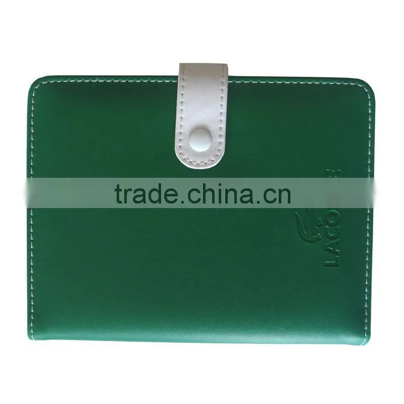 PU green note book card holder leather pocket business card cardboard business card holder