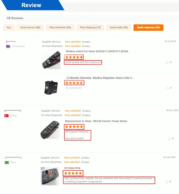 Front Left Power Door Lock Window Switch Truck Automotive Car Auto Single Button Control Switch 3944085 1347063 For VOLVO FH/FM1