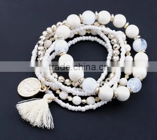 Handmade Jewelry Cuff Bracelet Multi Strand Glass Seed Beads Cuff Bracelet